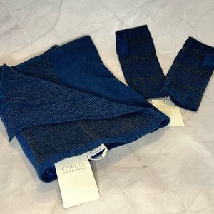 Kinross 100% cashmere plaited scarf and fingerless glove set